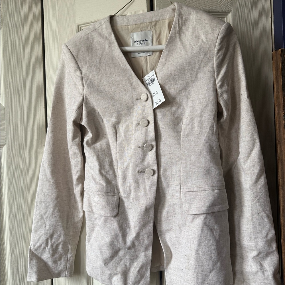 Linen Abercrombie & Fitch Cream Blazer - Picture 2 of 5